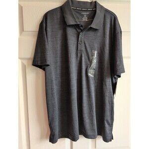 London Fog Men's Poly Textured Space Dye Polo Black Large